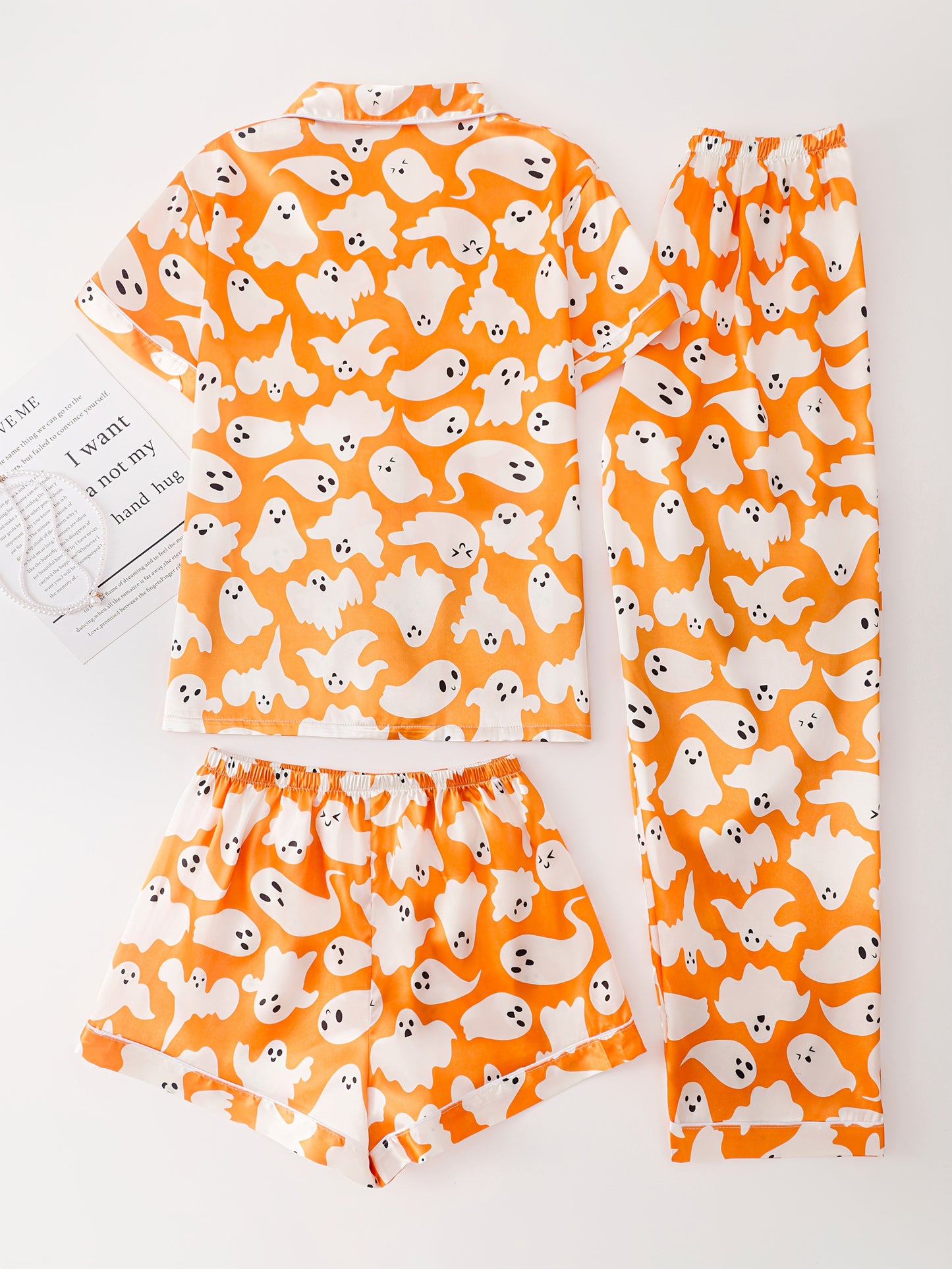 Spooky Ghost Vibes Nightwear Set (3-Piece Combo)