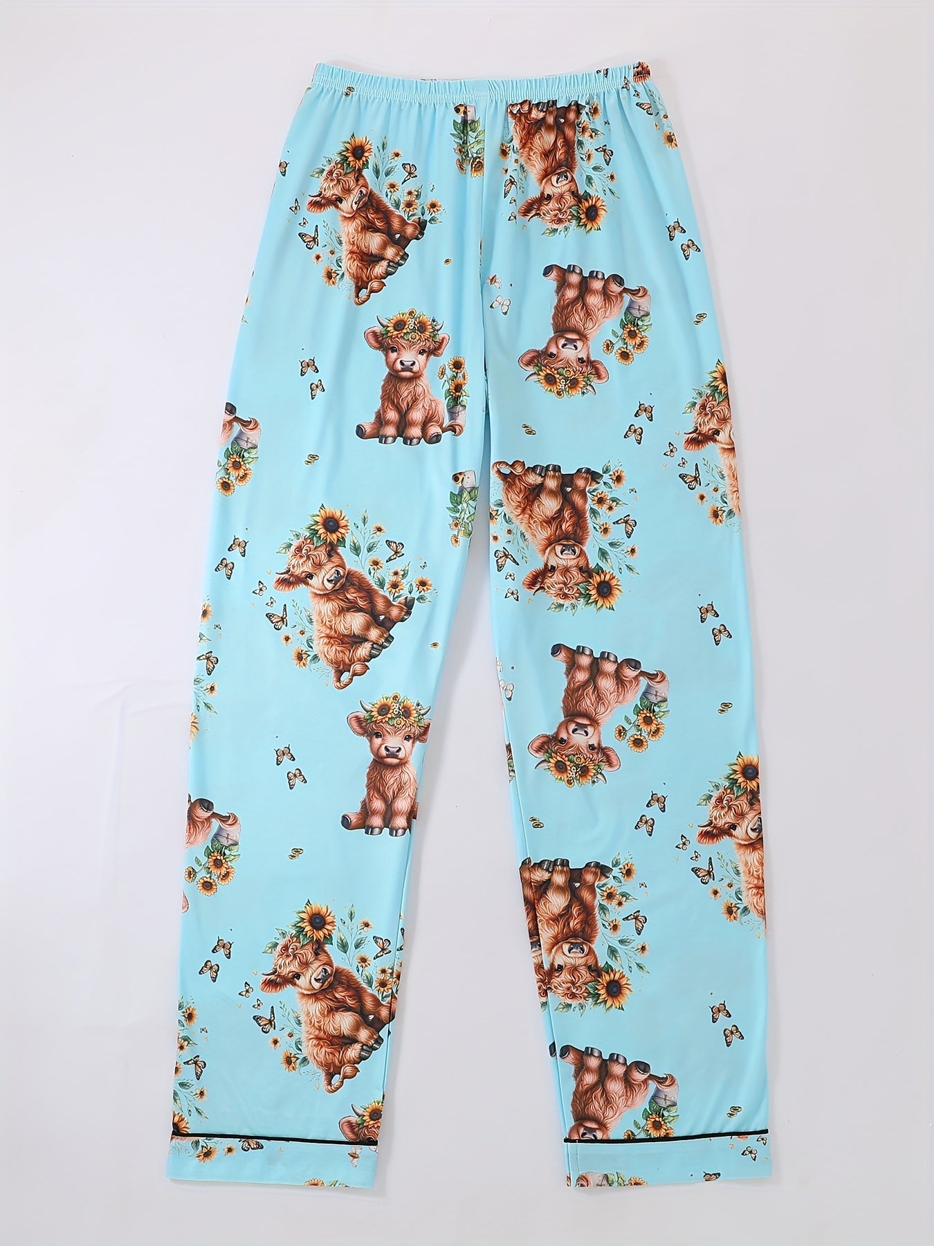 Sunny Highland Cow Nightwear Set (3-Piece Combo)