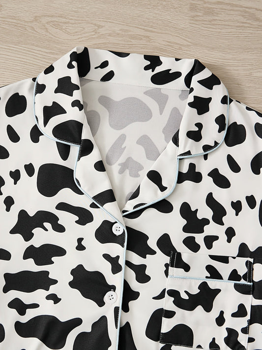 Classic Cow Print Nightwear Set (3-Piece Combo)