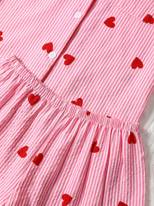 Candy Stripe Hearts Nightwear Set (3-Piece Combo)