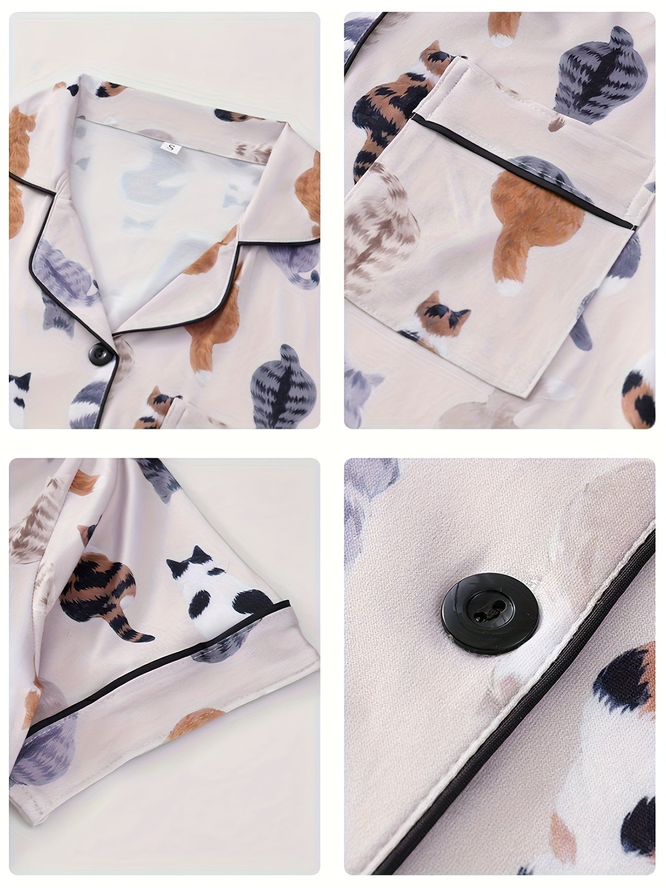 Cozy Cats Printed Nightwear Set (3-Piece Combo)