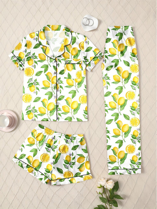 Lemon Fresh Nightwear Set (3-Piece Combo)